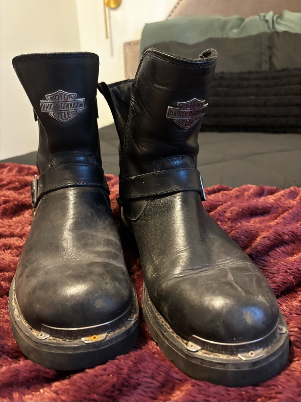 Harley-Davidson Black Leather Motorcycle Engineer Boots